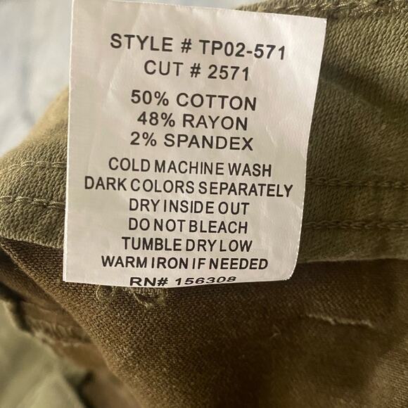 L.T.J.  Zip Cuff Utility Pants - Moss small - Picture 9 of 9